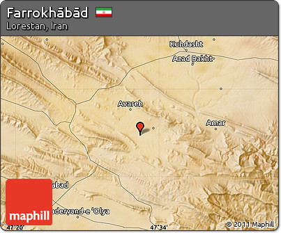 Satellite Map of Farrokhābād