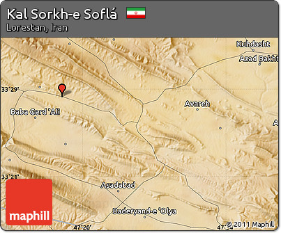 Satellite Map of Kal Sorkh-e Soflá