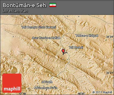 Satellite Map of Bontūmān-e Seh
