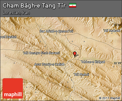 Satellite Map of Cham Bāgh-e Tang Tīr
