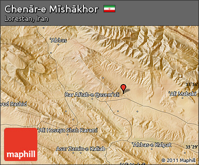 Satellite Map of Chenār-e Mīshākhor