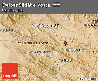 Satellite Map of Delbar Sādāt-e Vosţá