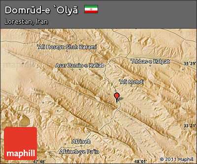 Satellite Map of Domrūd-e `Olyā