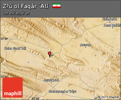 Satellite Map of Z̄ū Ol Faqār `Alī