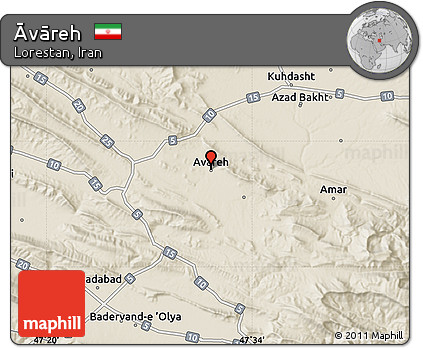 Shaded Relief Map of Āvāreh