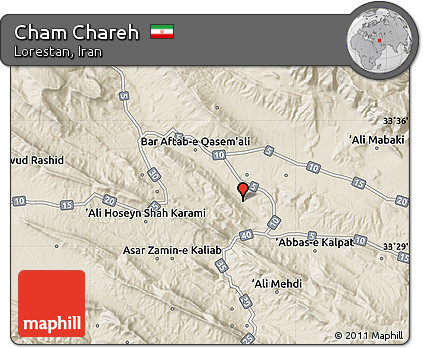 Shaded Relief Map of Cham Chareh