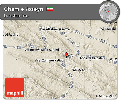 Shaded Relief Map of Cham-e Ḩoseyn