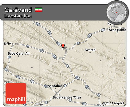 Shaded Relief Map of Garāvand