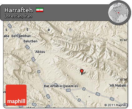 Shaded Relief Map of Harrafteh