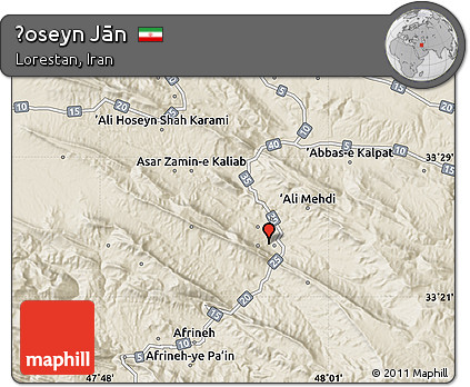 Shaded Relief Map of Ḩoseyn Jān