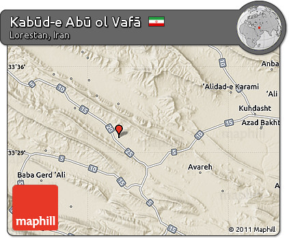 Shaded Relief Map of Kabūd-e Abū Ol Vafā