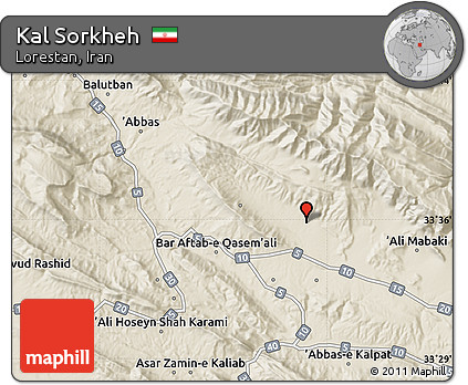 Shaded Relief Map of Kal Sorkheh