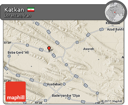 Shaded Relief Map of Katkan