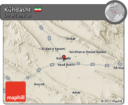 Shaded Relief Map of Kūhdasht