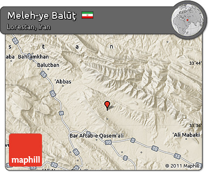 Shaded Relief Map of Meleh-ye Balūţ