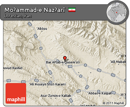 Shaded Relief Map of Moḩammad-e Naz̧arī