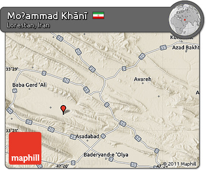 Shaded Relief Map of Moḩammad Khānī