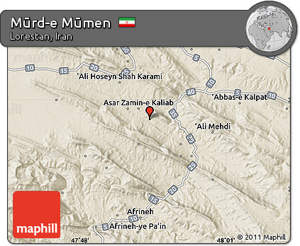 Shaded Relief Map of Mūrd-e Mūmen