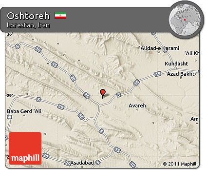 Shaded Relief Map of Oshtoreh