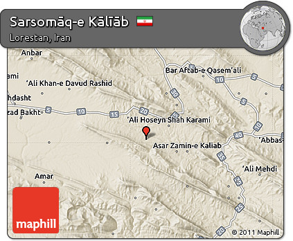 Shaded Relief Map of Sarsomāq-e Kālīāb