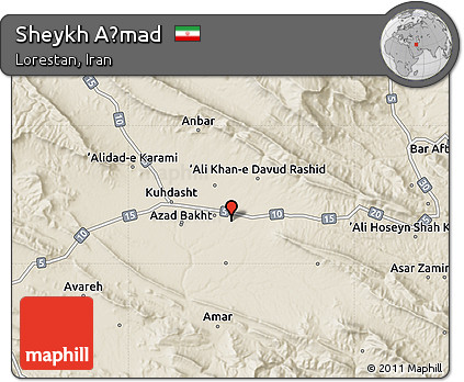 Shaded Relief Map of Sheykh Aḩmad