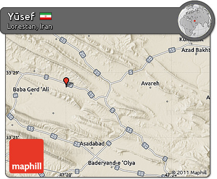 Shaded Relief Map of Yūsef