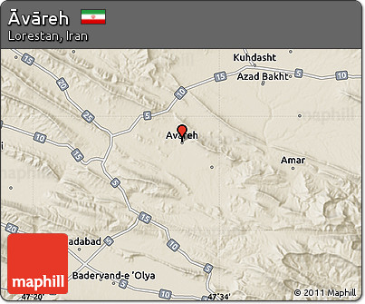 Shaded Relief Map of Āvāreh