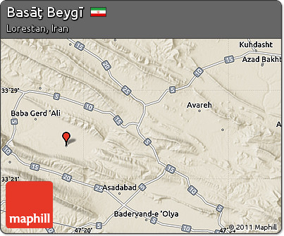 Shaded Relief Map of Basāţ Beygī