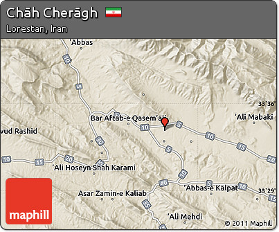 Shaded Relief Map of Chāh Cherāgh