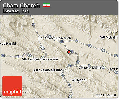 Shaded Relief Map of Cham Chareh