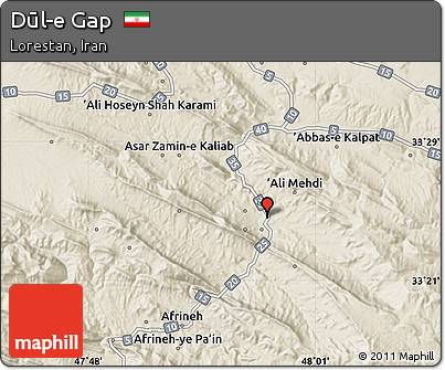 Shaded Relief Map of Dūl-e Gap
