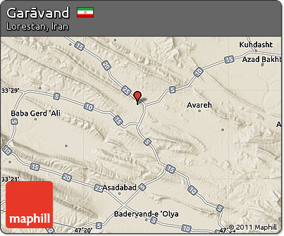 Shaded Relief Map of Garāvand