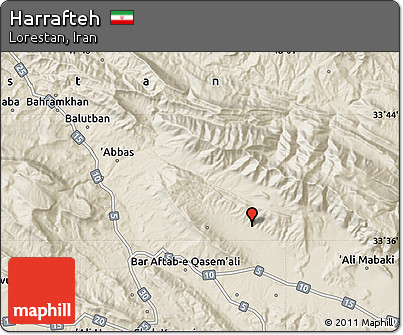 Shaded Relief Map of Harrafteh