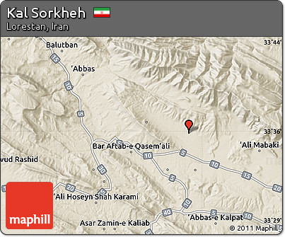 Shaded Relief Map of Kal Sorkheh