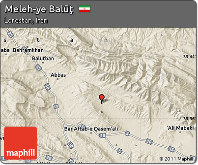 Shaded Relief Map of Meleh-ye Balūţ