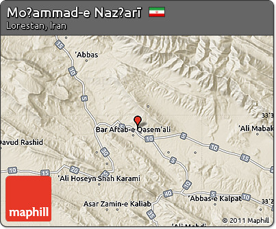 Shaded Relief Map of Moḩammad-e Naz̧arī