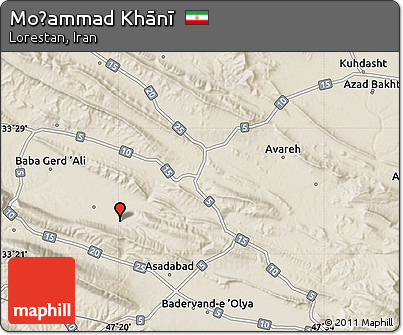 Shaded Relief Map of Moḩammad Khānī