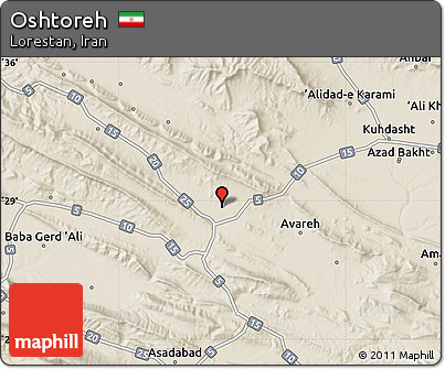 Shaded Relief Map of Oshtoreh