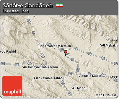 Shaded Relief Map of Sādāt-e Gandābeh