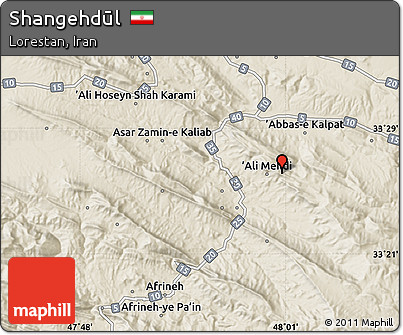 Shaded Relief Map of Shangehdūl