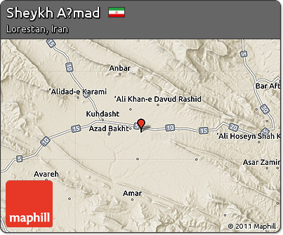 Shaded Relief Map of Sheykh Aḩmad