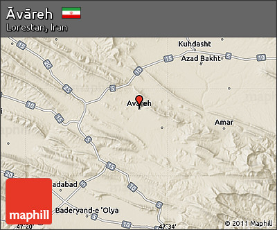 Shaded Relief Map of Āvāreh