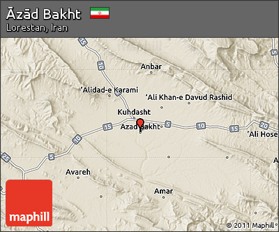 Shaded Relief Map of Āzād Bakht