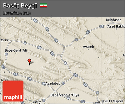 Shaded Relief Map of Basāţ Beygī