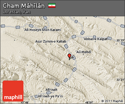 Shaded Relief Map of Cham Māhīlān