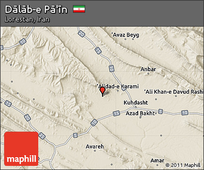 Shaded Relief Map of Dālāb-e Pā'īn