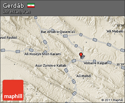 Shaded Relief Map of Gerdāb