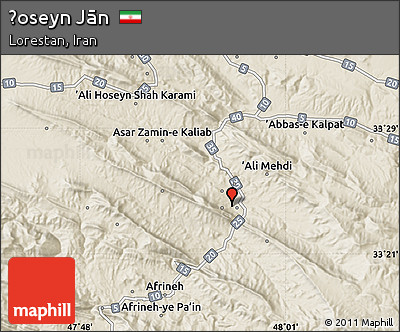 Shaded Relief Map of Ḩoseyn Jān