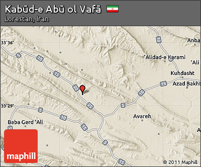 Shaded Relief Map of Kabūd-e Abū Ol Vafā