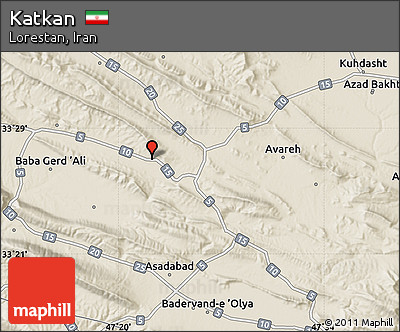 Shaded Relief Map of Katkan